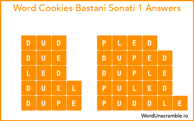 Word Cookies Bastani Sonati 1 Answers