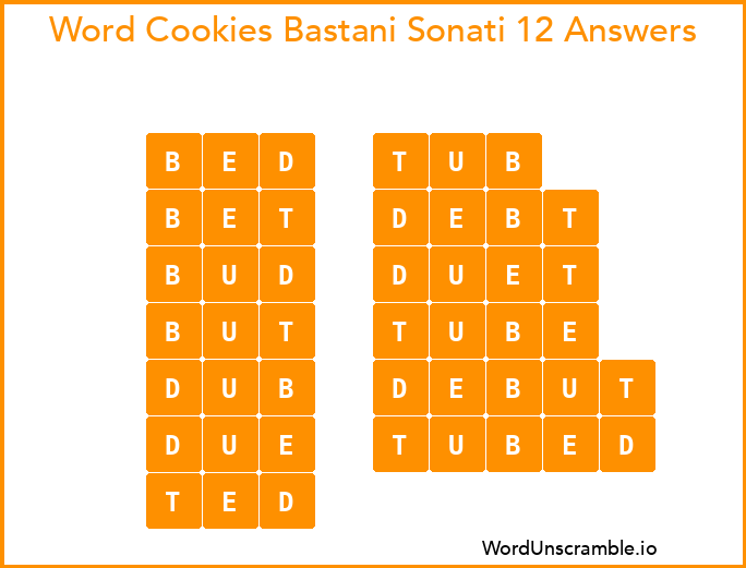 Word Cookies Bastani Sonati 12 Answers