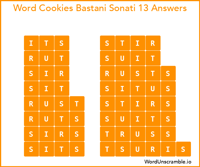 Word Cookies Bastani Sonati 13 Answers