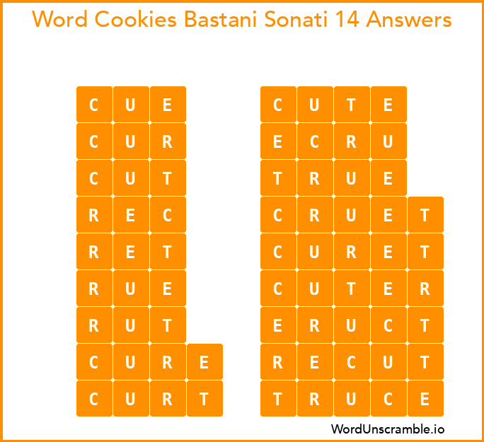 Word Cookies Bastani Sonati 14 Answers