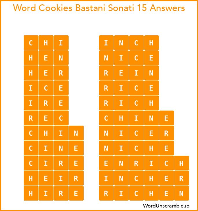 Word Cookies Bastani Sonati 15 Answers