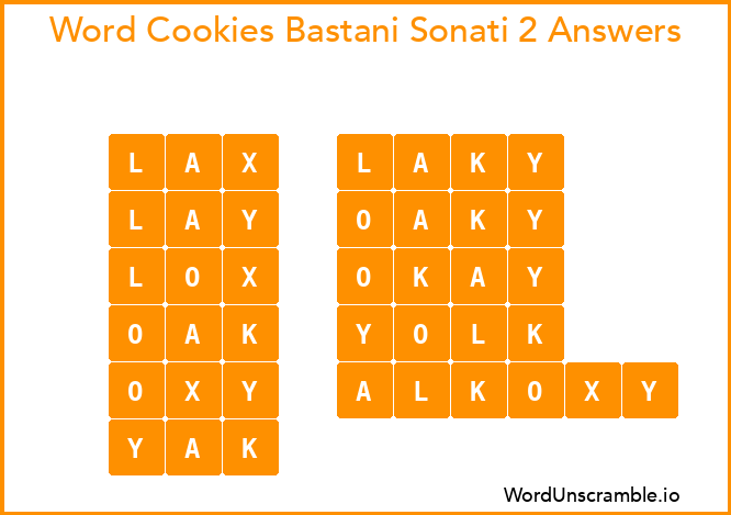 Word Cookies Bastani Sonati 2 Answers