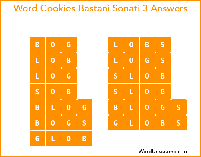 Word Cookies Bastani Sonati 3 Answers