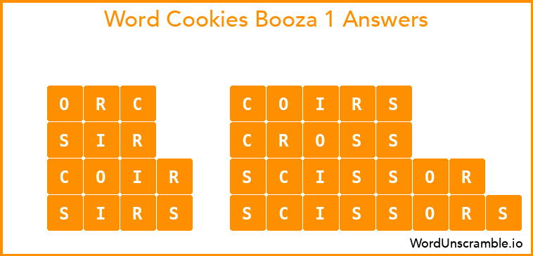 Word Cookies Booza 1 Answers