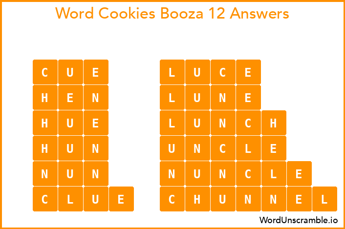 Word Cookies Booza 12 Answers