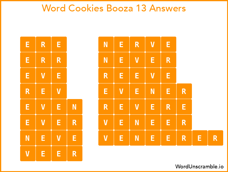 Word Cookies Booza 13 Answers