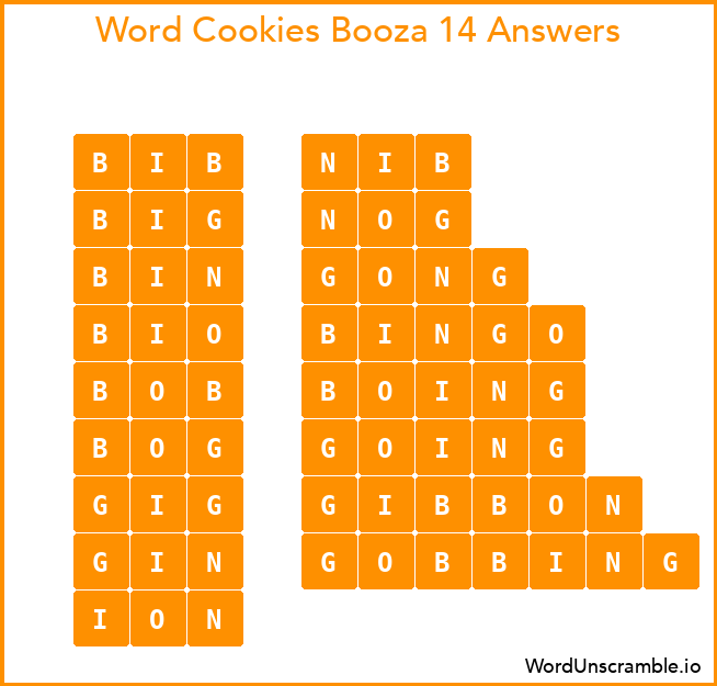 Word Cookies Booza 14 Answers