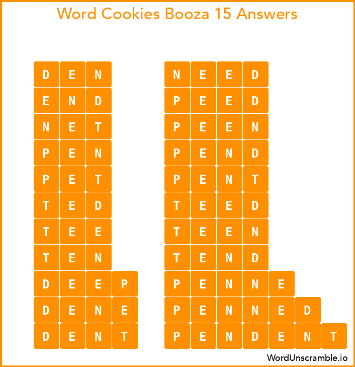 Word Cookies Booza 15 Answers