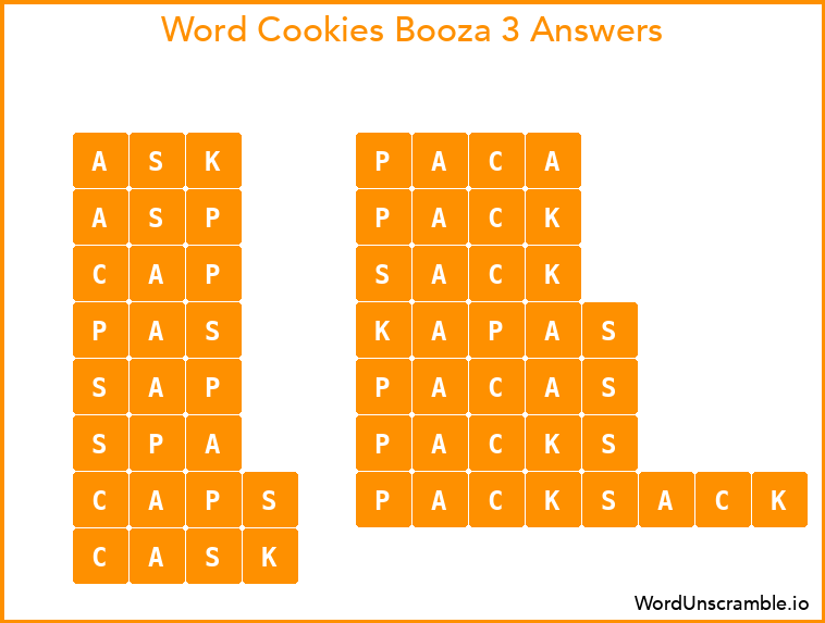 Word Cookies Booza 3 Answers