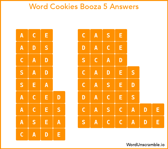 Word Cookies Booza 5 Answers