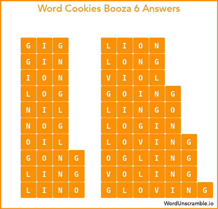 Word Cookies Booza 6 Answers