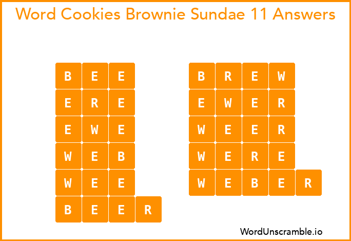 Word Cookies Brownie Sundae 11 Answers