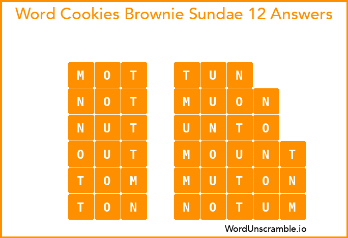 Word Cookies Brownie Sundae 12 Answers