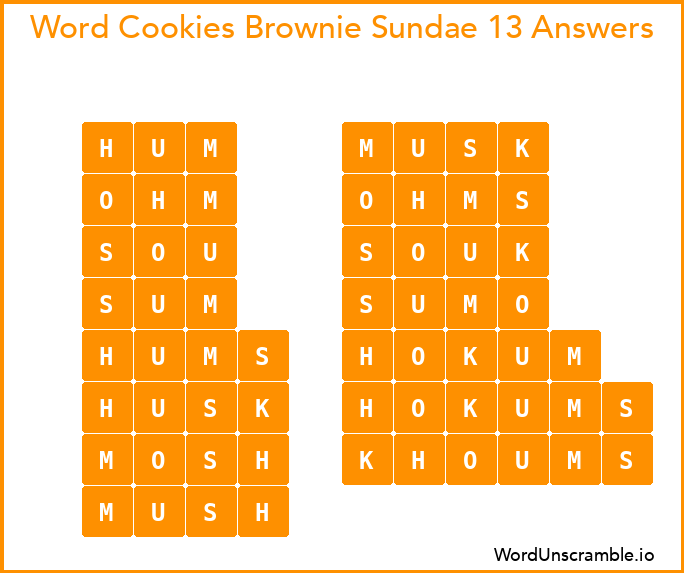 Word Cookies Brownie Sundae 13 Answers