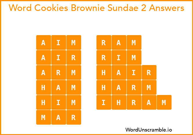 Word Cookies Brownie Sundae 2 Answers