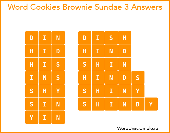 Word Cookies Brownie Sundae 3 Answers