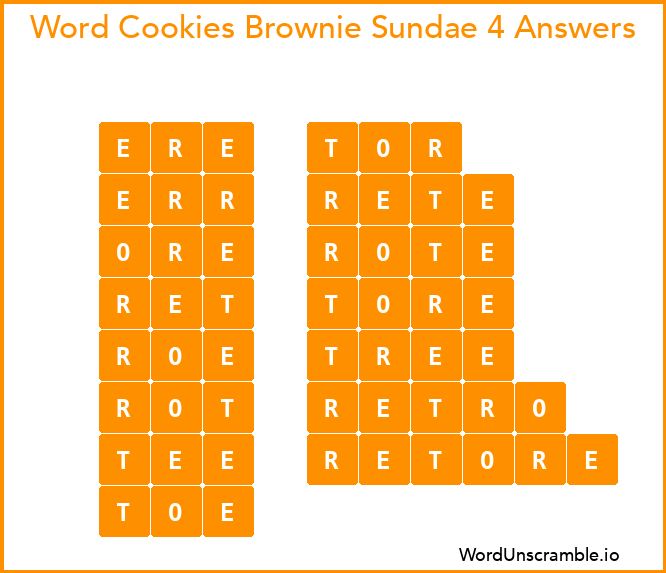 Word Cookies Brownie Sundae 4 Answers
