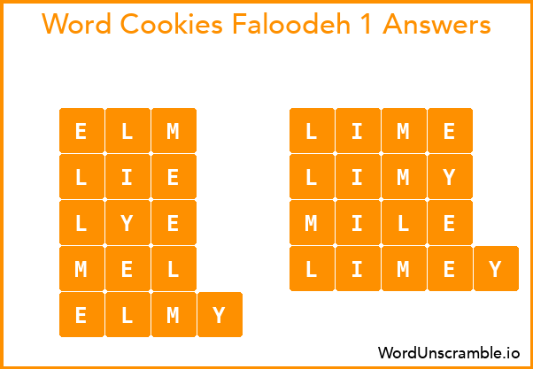 Word Cookies Faloodeh 1 Answers