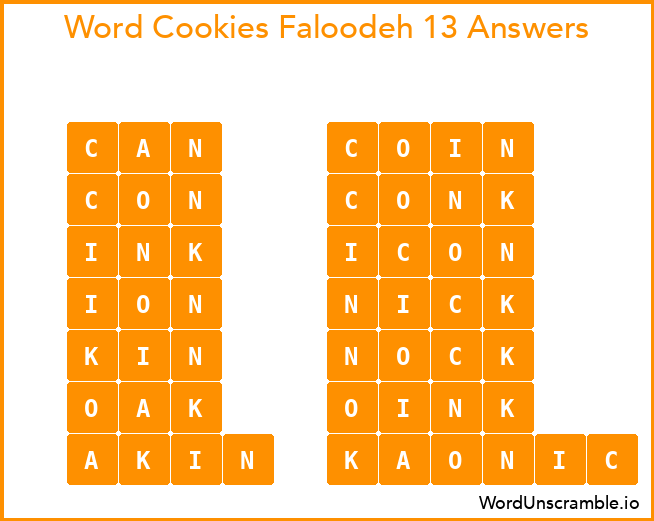 Word Cookies Faloodeh 13 Answers
