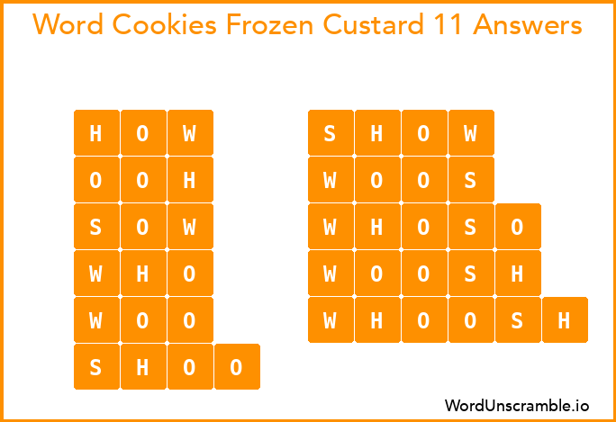 Word Cookies Frozen Custard 11 Answers