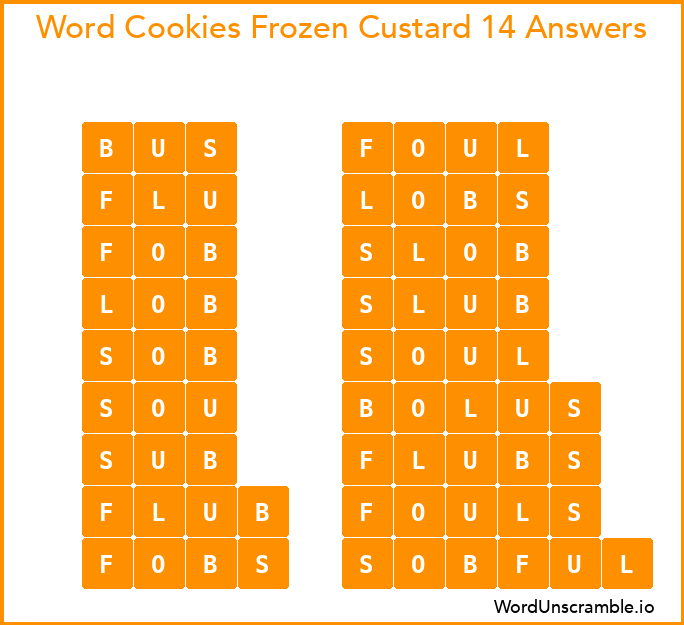 Word Cookies Frozen Custard 14 Answers