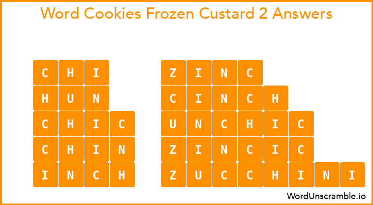 Word Cookies Frozen Custard 2 Answers