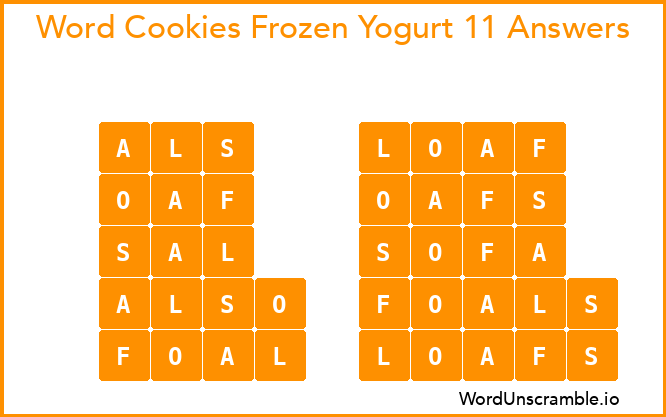 Word Cookies Frozen Yogurt 11 Answers