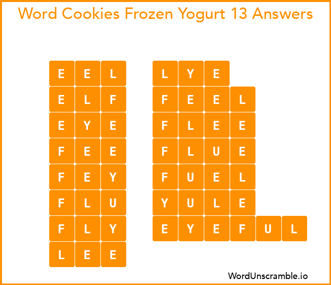 Word Cookies Frozen Yogurt 13 Answers