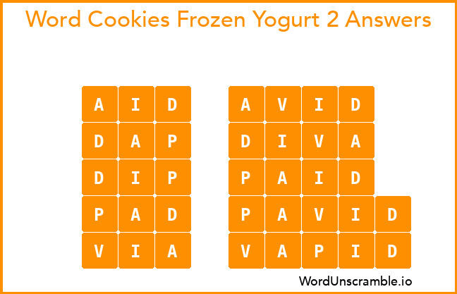 Word Cookies Frozen Yogurt 2 Answers
