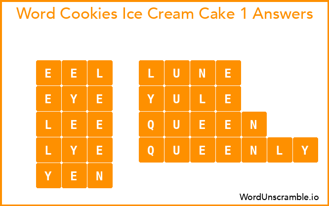 Word Cookies Ice Cream Cake 1 Answers