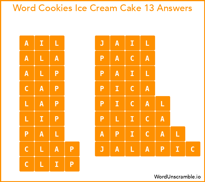Word Cookies Ice Cream Cake 13 Answers