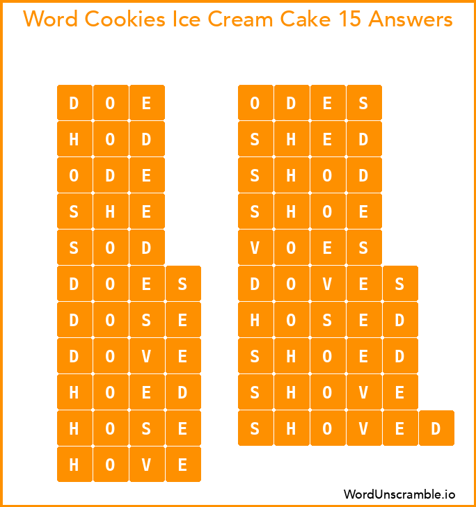 Word Cookies Ice Cream Cake 15 Answers