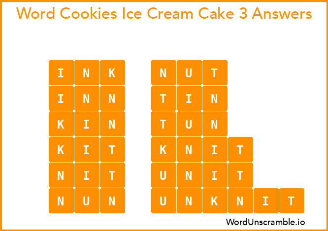 Word Cookies Ice Cream Cake 3 Answers