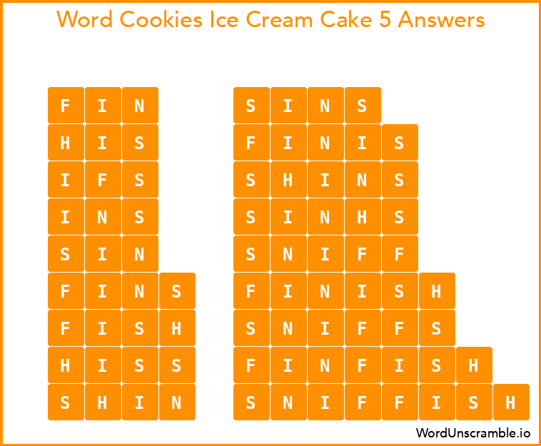 Word Cookies Ice Cream Cake 5 Answers