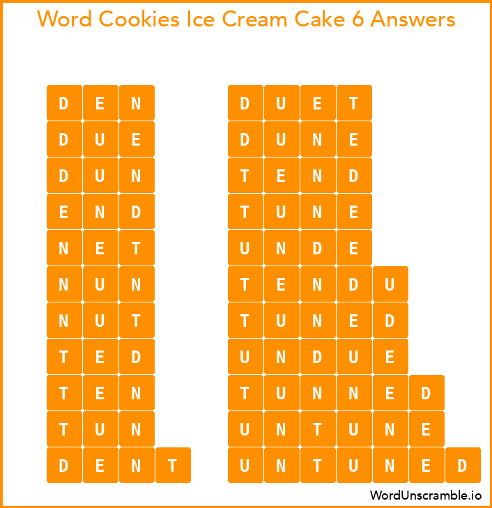 Word Cookies Ice Cream Cake 6 Answers