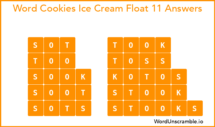Word Cookies Ice Cream Float 11 Answers