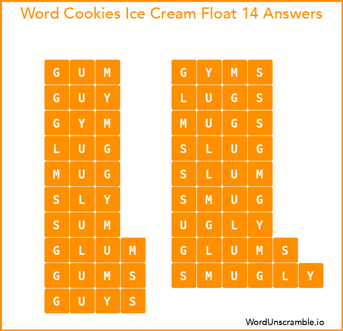 Word Cookies Ice Cream Float 14 Answers