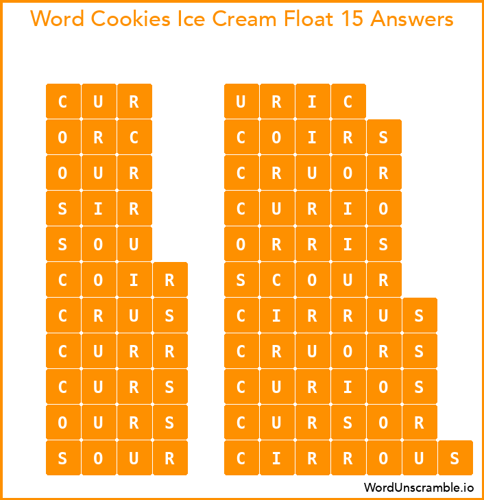 Word Cookies Ice Cream Float 15 Answers