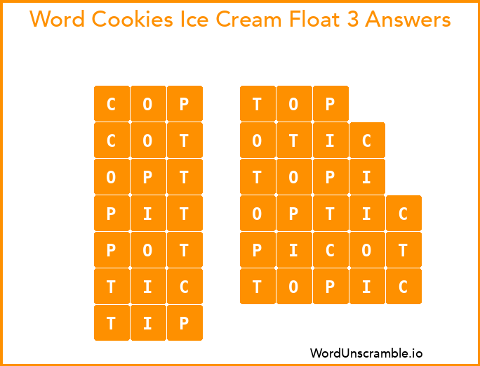 Word Cookies Ice Cream Float 3 Answers