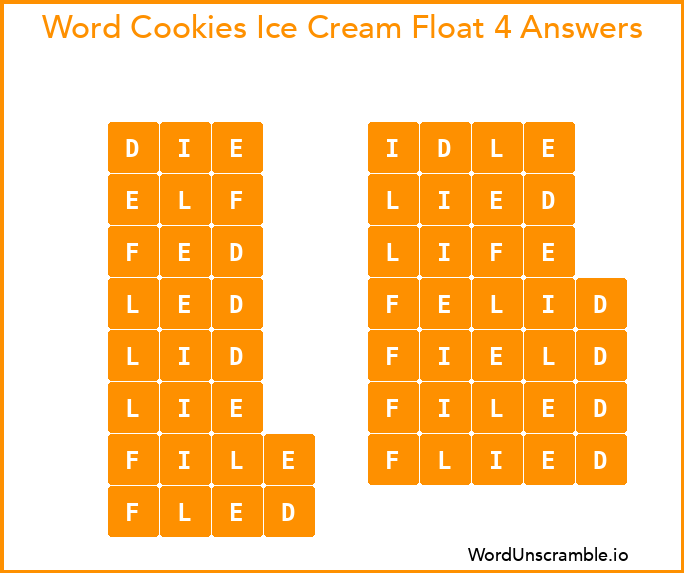 Word Cookies Ice Cream Float 4 Answers