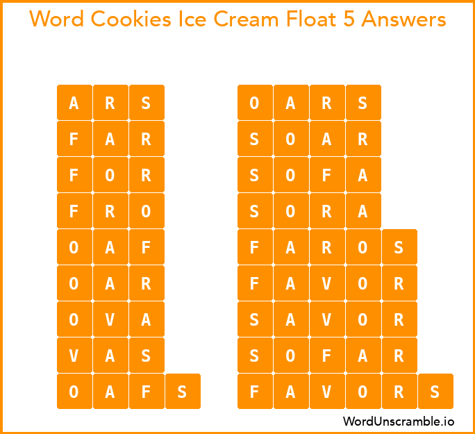 Word Cookies Ice Cream Float 5 Answers