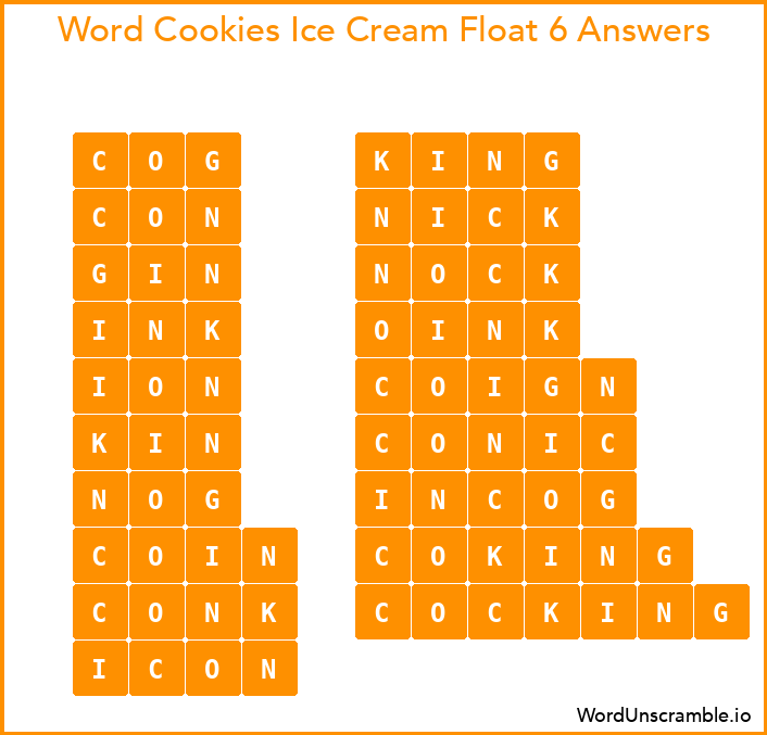 Word Cookies Ice Cream Float 6 Answers