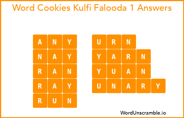 Word Cookies Kulfi Falooda 1 Answers