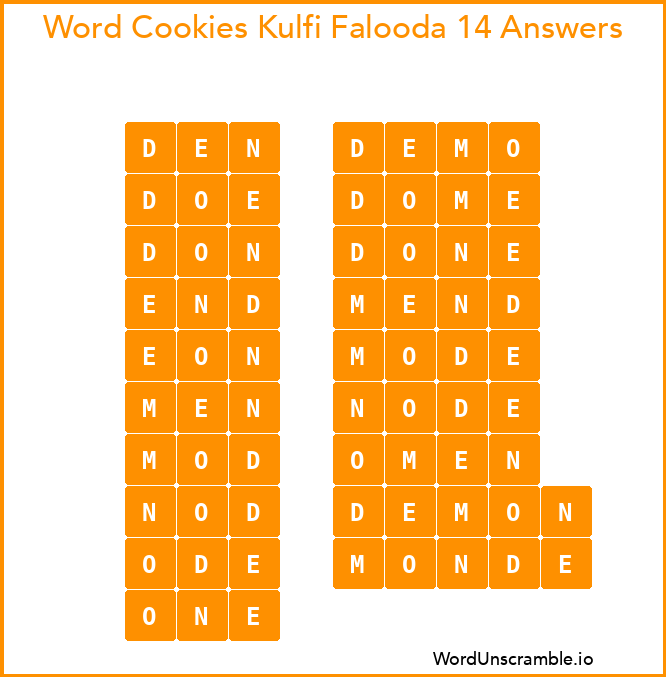 Word Cookies Kulfi Falooda 14 Answers