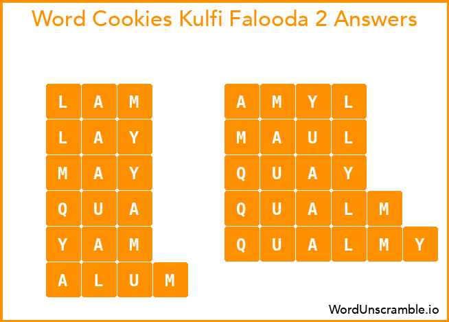 Word Cookies Kulfi Falooda 2 Answers