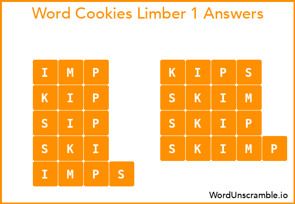 Word Cookies Limber 1 Answers
