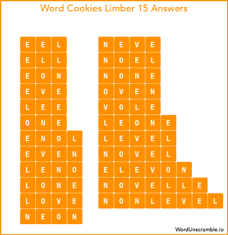 Word Cookies Limber 15 Answers