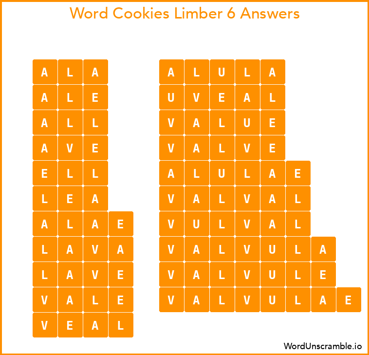 Word Cookies Limber 6 Answers