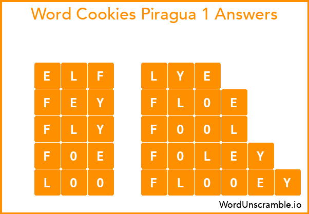 Word Cookies Piragua 1 Answers