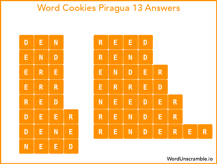 Word Cookies Piragua 13 Answers